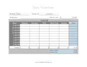 Hourly Timesheet Daily Large Print