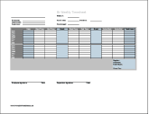 Biweekly Timesheet (horizontal orientation) with overtime calculation & breaktime column, 3 work periods