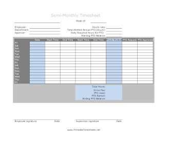 Semi-Monthly Timesheet With PTO Approval