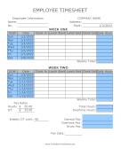 Biweekly Time Sheet With Lunch Large Print