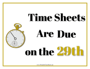 Timesheets Sign 29th