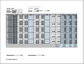 Monthly Timesheet with overtime calculation & breaktime column, 3 work periods