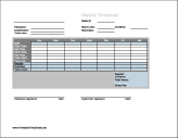 Weekly Timesheet (vertical orientation) with overtime calculation, 3 work periods