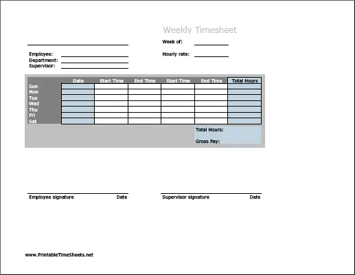 sample of free timesheet