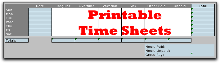 Printable Time Sheets