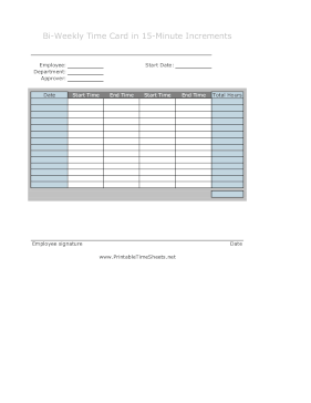 15-Minute Time Card Bi-Weekly