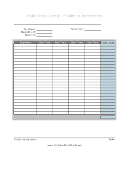 15-Minute Time Card Daily