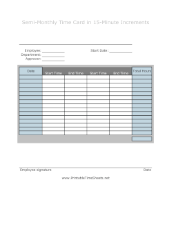 15-Minute Time Card Semi-Monthly