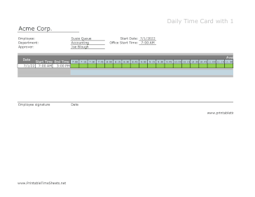 15-Minute Timesheet Daily With Visual