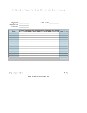 30-Minute Time Card Bi-Weekly