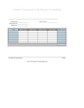 30-Minute Time Card Weekly