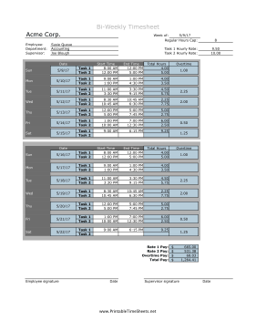 Bi-Weekly Blended Daily Overtime 2 Rates