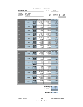 Bi-Weekly Blended Weekly Overtime 3 Rates