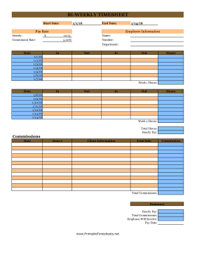 Bi-Weekly Commissions Timesheet