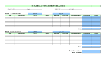 Bi-Weekly Employer Commissions Timesheet