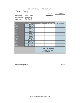 Bi-Weekly PTO Use