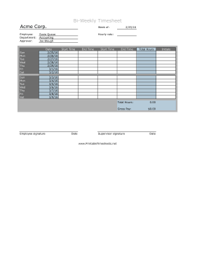 Bi-Weekly Timesheet With Approvals
