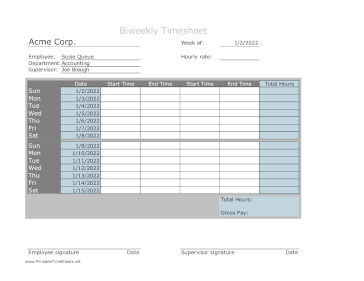 Biweekly Horizontal No Breaks Large Print