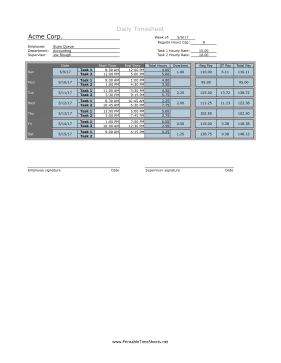 Daily Blended Overtime 2 Rates