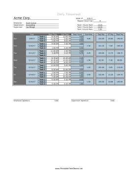 Daily Blended Overtime 3 Rates