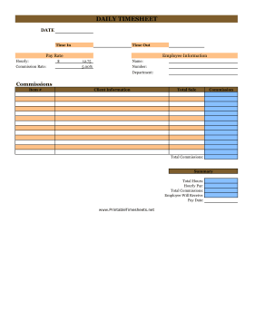 Daily Commissions Timesheet