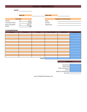 Daily Commissions Timesheet Bonus