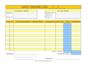 Daily Driver Log Large Print