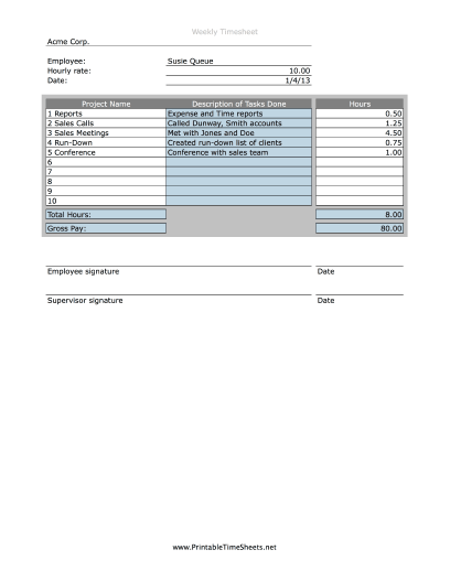 Daily Projects Breakdown