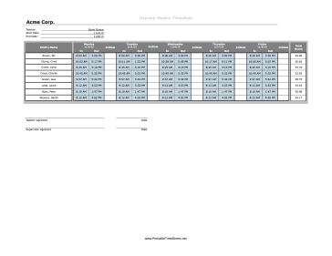 Daycare Timesheet