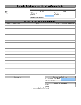 Hoja De Asistencia Servicio Comunitario