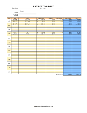 Legal Code Project Timesheet