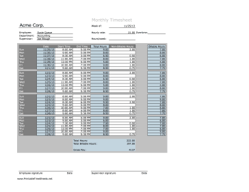 Monthly Billable Hours