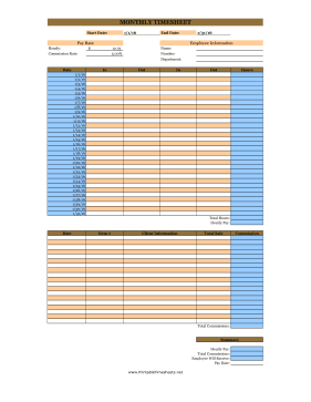 Monthly Commissions Timesheet