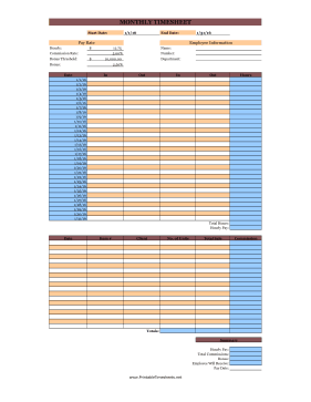 Monthly Commissions Timesheet Bonus