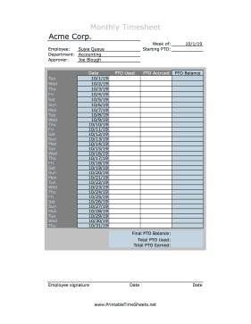 Monthly PTO Use