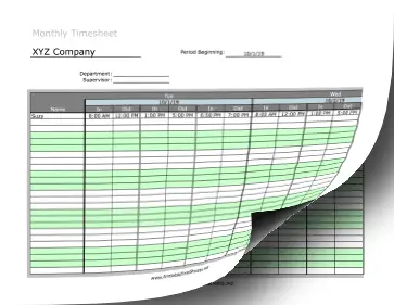 Monthly Time Sheet 3 Work Periods