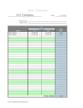 Multiple Employee Daily One Work Periods