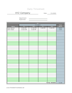 Multiple Employee Daily Two Work Periods