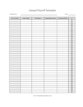 Payroll Schedule One Year