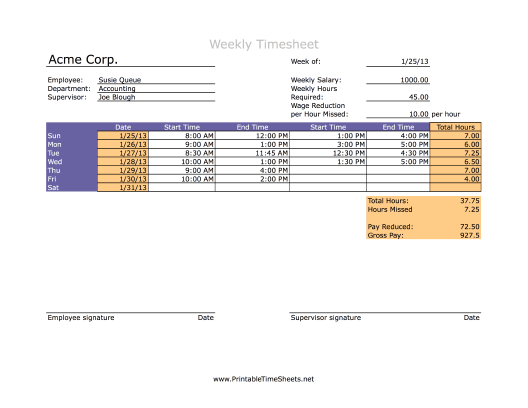 Salaried Employee Weekly