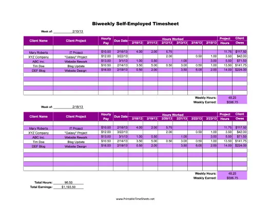 Self-Employed Biweekly