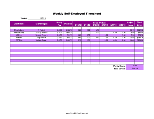 Self-Employed Weekly