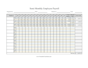 Semi-Monthly Payroll With Overtime