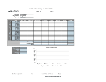 Semi-Monthly Timesheet With Bar Graph