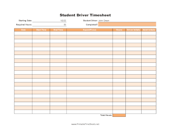 Student Driver Log