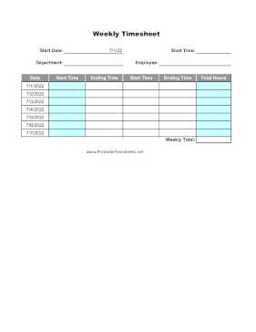 Weekly Automatic Start Two Time Periods