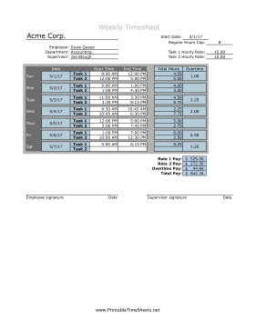 Weekly Blended Daily Overtime 2 Rates