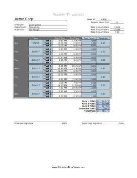 Weekly Blended Daily Overtime 3 Rates