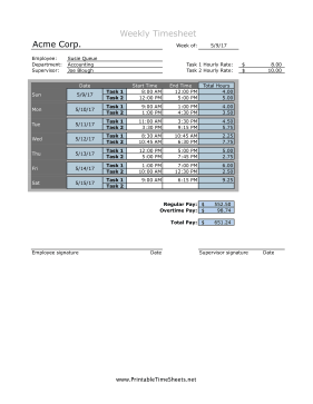 Weekly Blended Weekly Overtime 2 Rates