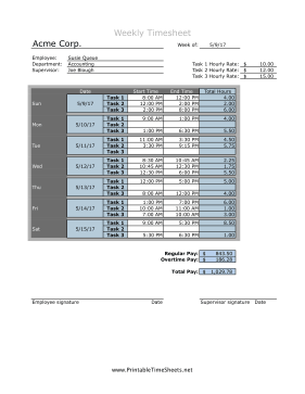 Weekly Blended Weekly Overtime 3 Rates